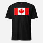 Front of Canada Flag black unisex basic softstyle t-shirt by Team Canada with large Canadian flag printed across chest.