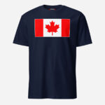 Front of Canada Flag navy unisex basic softstyle t-shirt by Team Canada with large Canadian flag printed across chest.