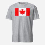 Front of Canada Flag sport grey unisex basic softstyle t-shirt by Team Canada with large Canadian flag printed across chest.