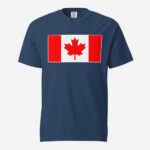 Front of Canada Flag navy unisex garment-dyed heavyweight t-shirt by Team Canada with large Canadian flag printed across chest.