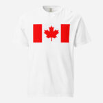 Front of Canada Flag white unisex garment-dyed heavyweight t-shirt by Team Canada with large Canadian flag printed across chest.