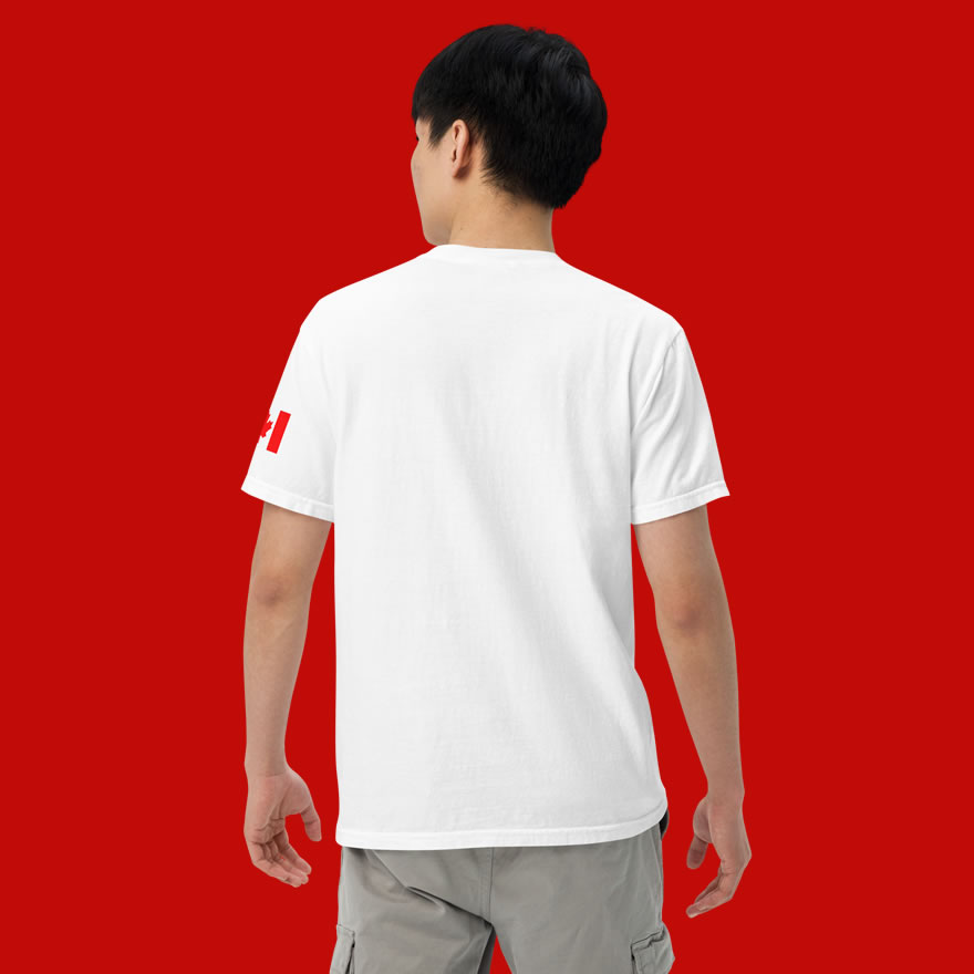 Keep-Calm-And-Canada-On-unisex-garment-dyed-heavyweight-t-shirt-white-back-male-model