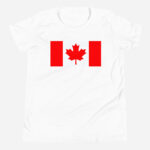Front of Canada Flag white unisex youth staple t-shirt by Team Canada showing large Canadian flag print.