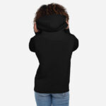 All black back of Canada Moose unisex premium hoodie by Team Canada on female.