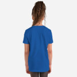 Solid true royal back of Canada Two-Spirit Intersex-Inclusive Progress Pride Flag youth t-shirt on girl.