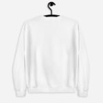All white back of Canada True North unisex crew neck sweatshirt with Canada Flag embroidered on right wrist.