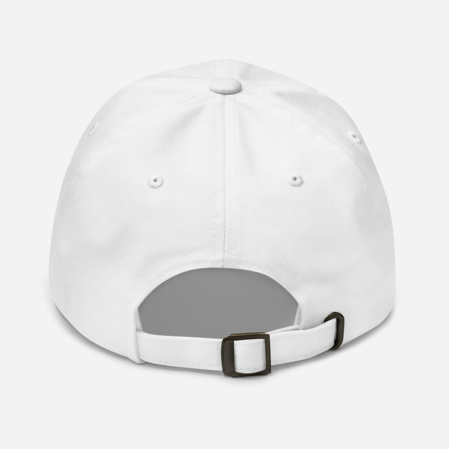 Back of Lake Ontario white classic dad hat.